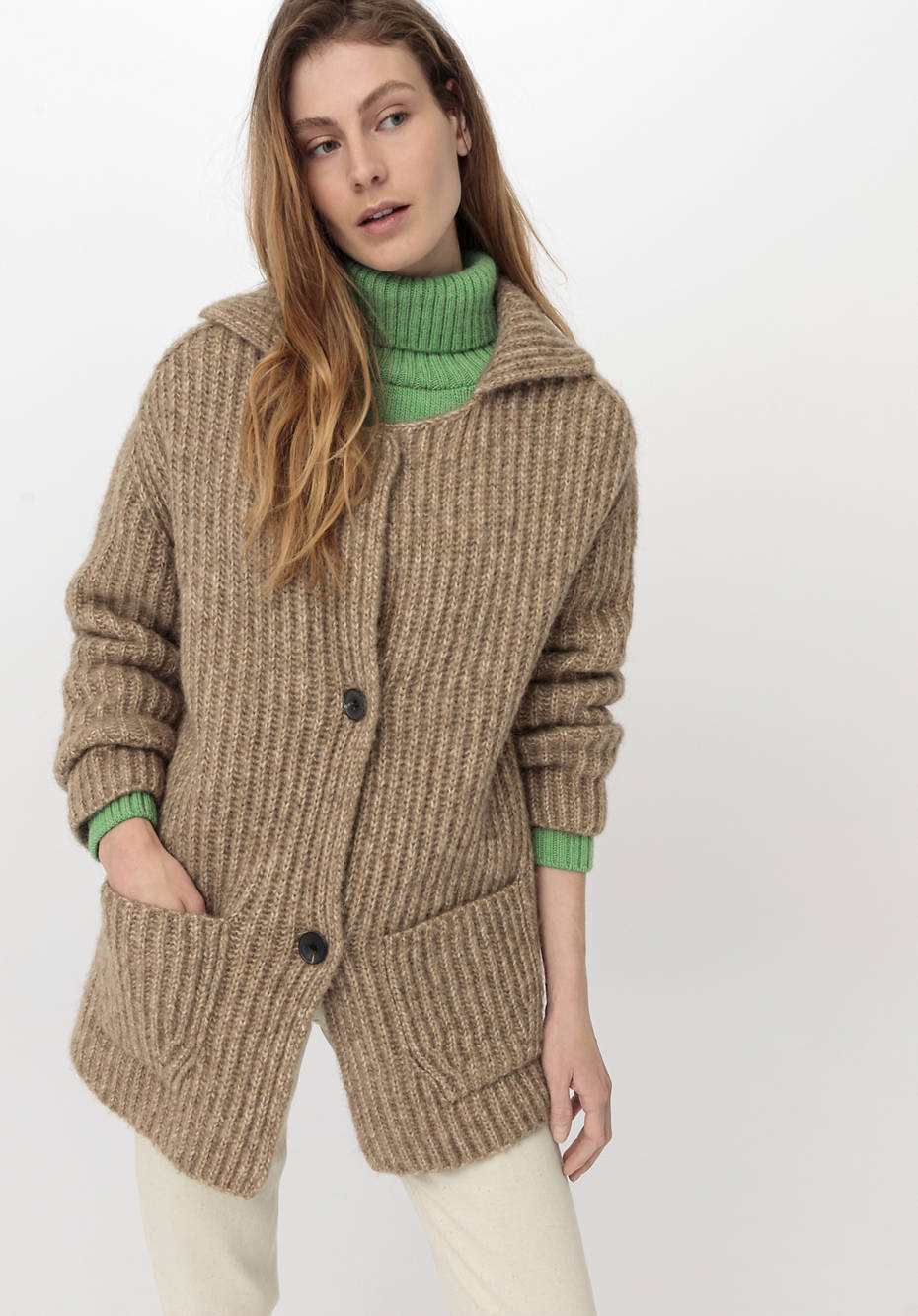 Strickjacke aus Alpaka mit Bio-Baumwolle