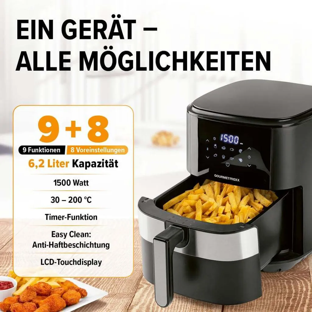 Heißluft-Fritteuse GOURMETmaxx 1500W 6,2L
