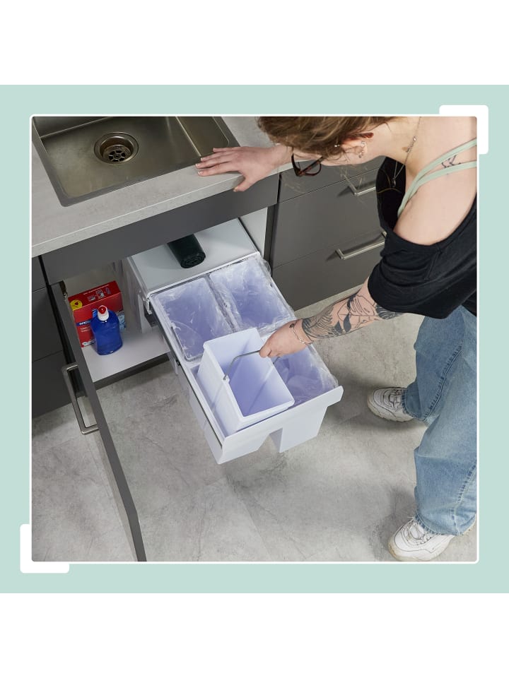 relaxdays Einbaumülleimer in Weiß - 2 x 8 L günstig kaufen onesize