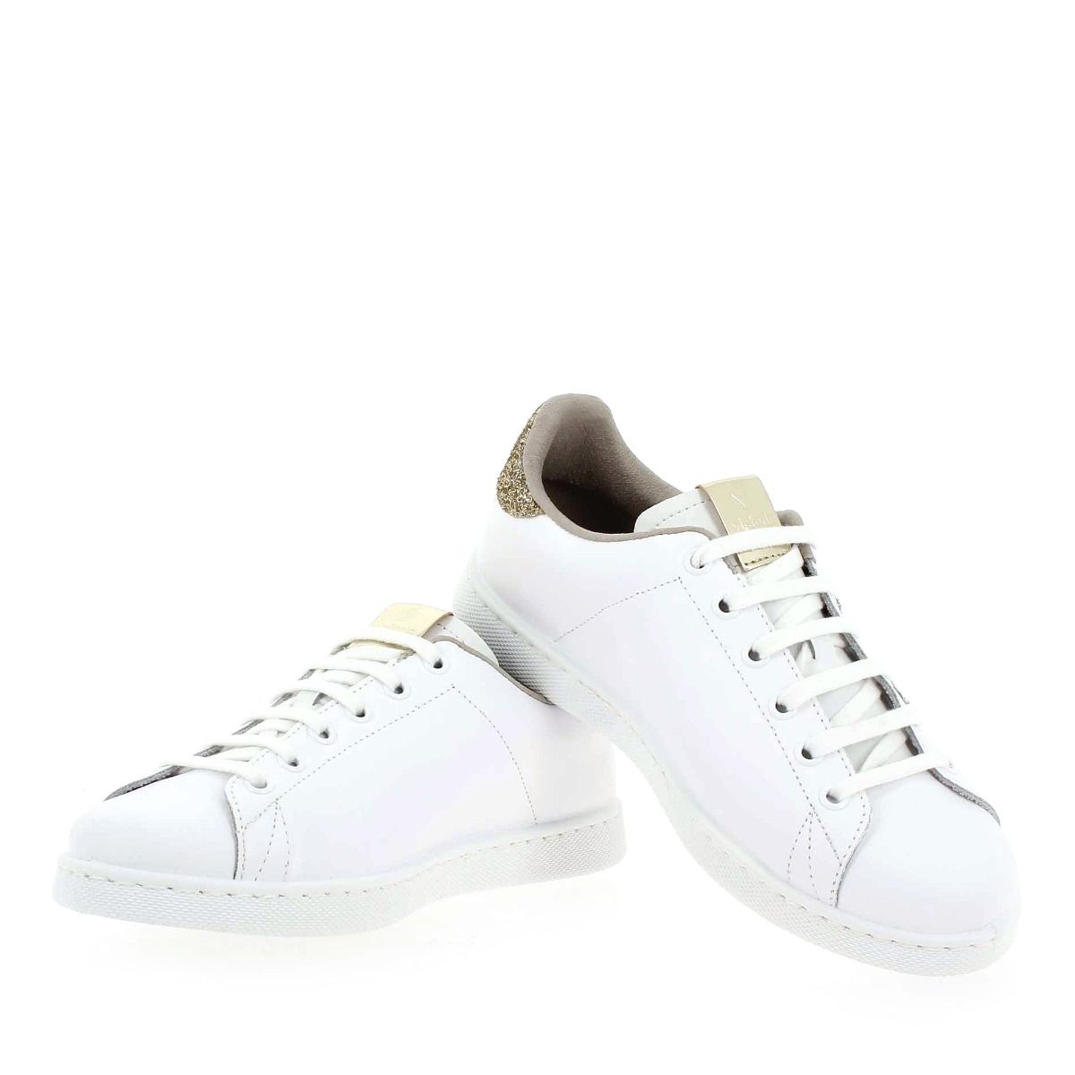 Victoria  1125188 TENIS PIEL VIRUTAS GLITTER - Blanc Marron Platine