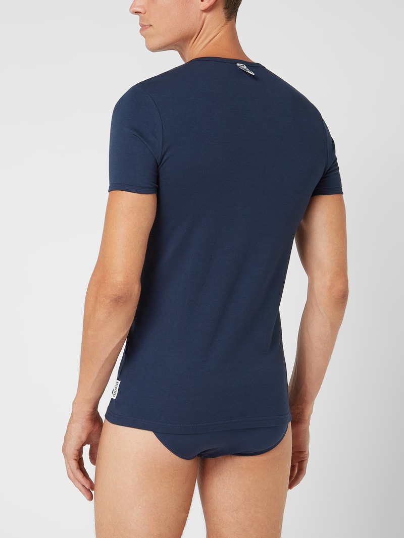 T-Shirt mit Stretch-Anteil im 2er-Pack in marineblau