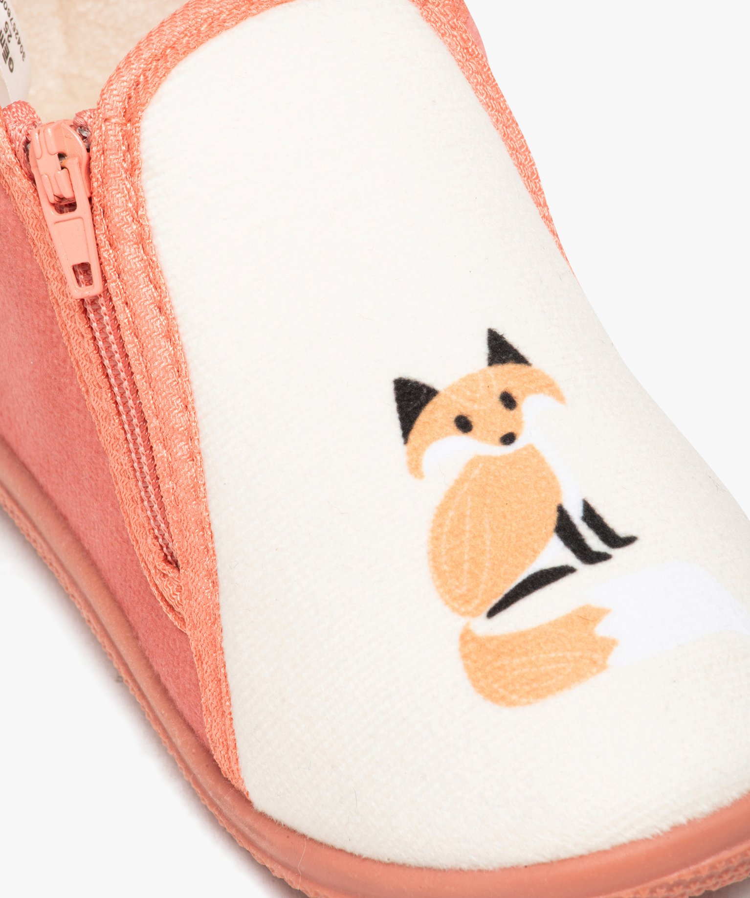 Chaussons fille bottillons à zip imprimés renard rose fonce | GEMO