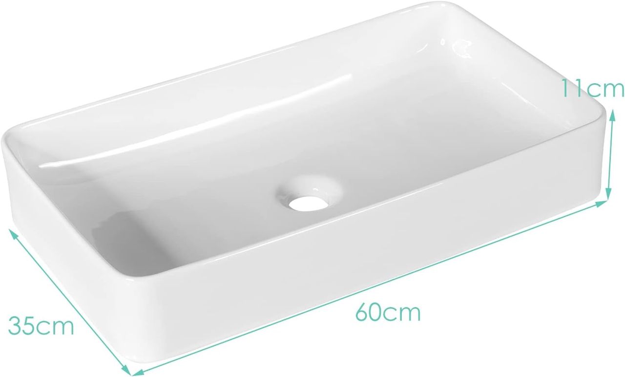Costway 60x35cm Waschbecken mit Pop-up-Ablauf