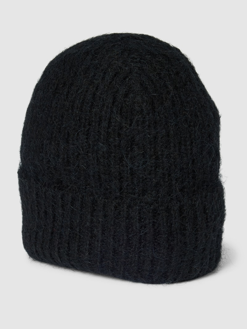 Beanie mit Strukturmuster Modell 'ULLIE' in schwarz