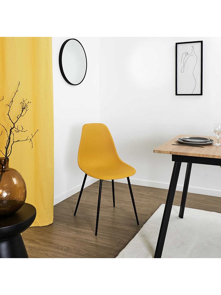 Rétro Chic Esszimmerstuhl ''Gustav'' in Gelb - (B)50,7 x (H)84,8 x (T)45,5 cm günstig kaufen onesize