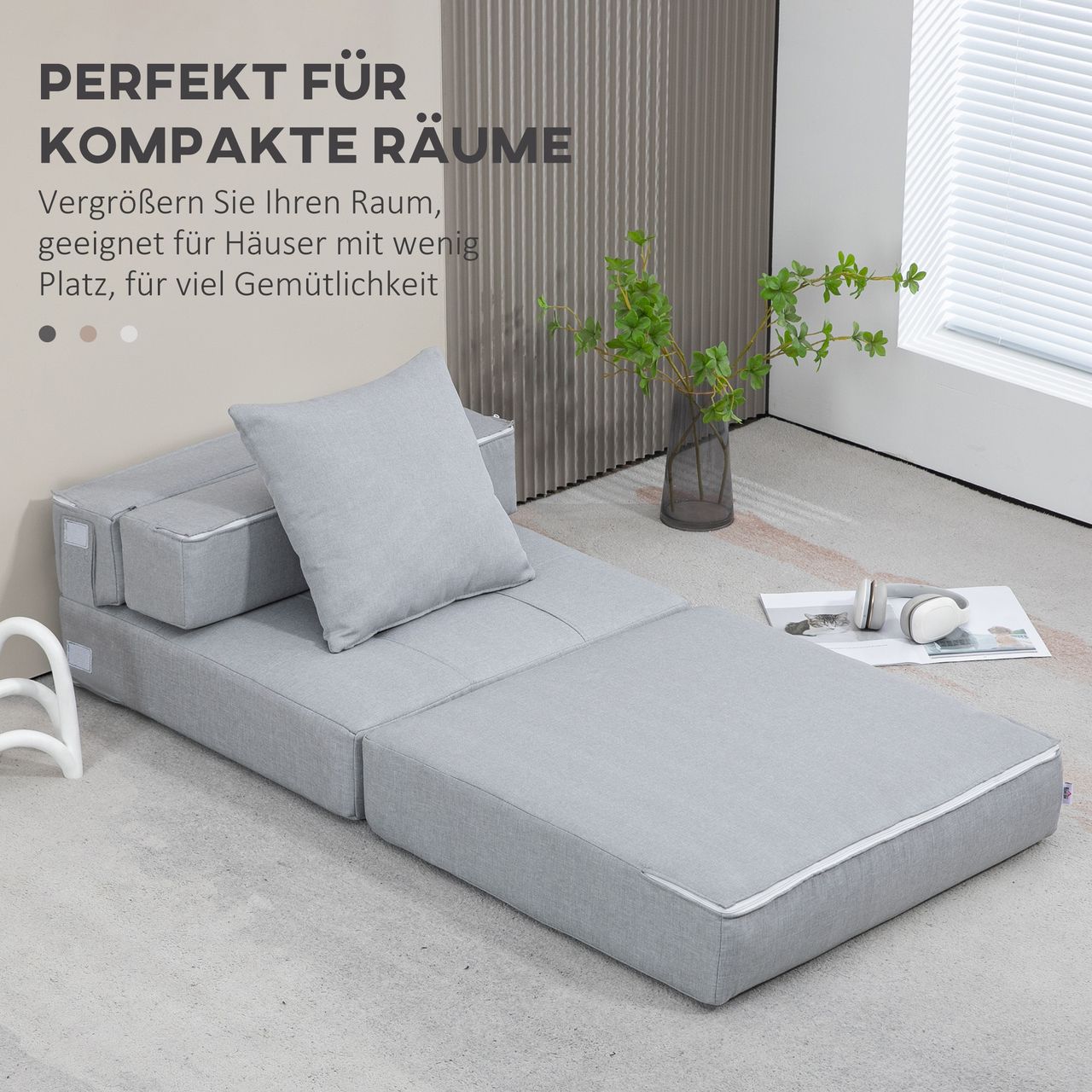 HOMCOM Schlafsessel Schlafsofa Sofabett Einzelsofa mit Waschbarem Kissen Grau