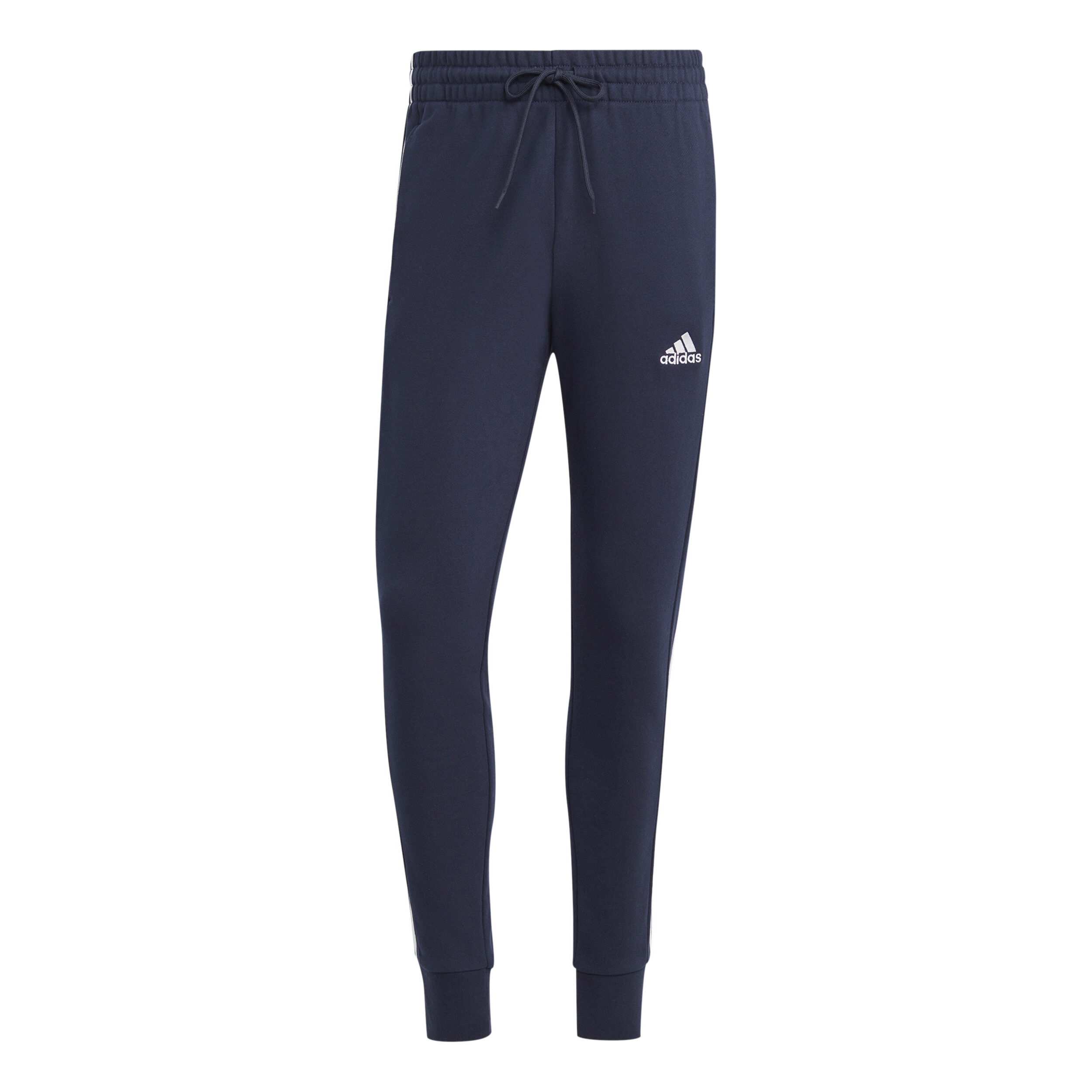 Essentials French Terry Tapered Cuff 3-Stripes Trainingshose Herren - Dunkelblau, Weiß