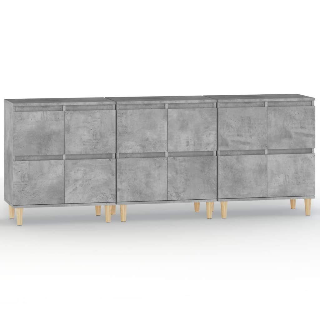 vidaXL Anrichte Sideboards 3 Stk Betongrau 60x35x70 cm Holzwerkstoff Kommode