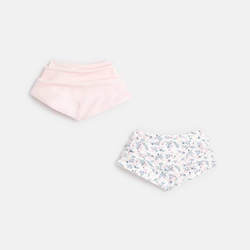 Foulard triangle fleuri (lot de 2) rose naissance