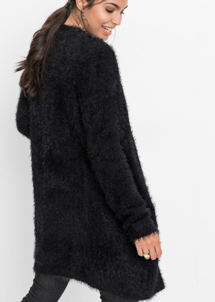 Longstrickjacke in Flauschoptik