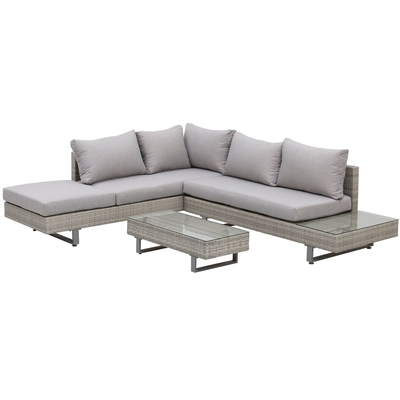 Outsunny 3-tlg. Luxus Gartengarnitur Polyrattan Garten Sitzgruppe mit Ablagen