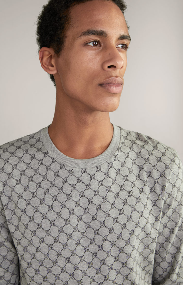 Loungewear Sweatshirt in Hellgrau Melange gemustert