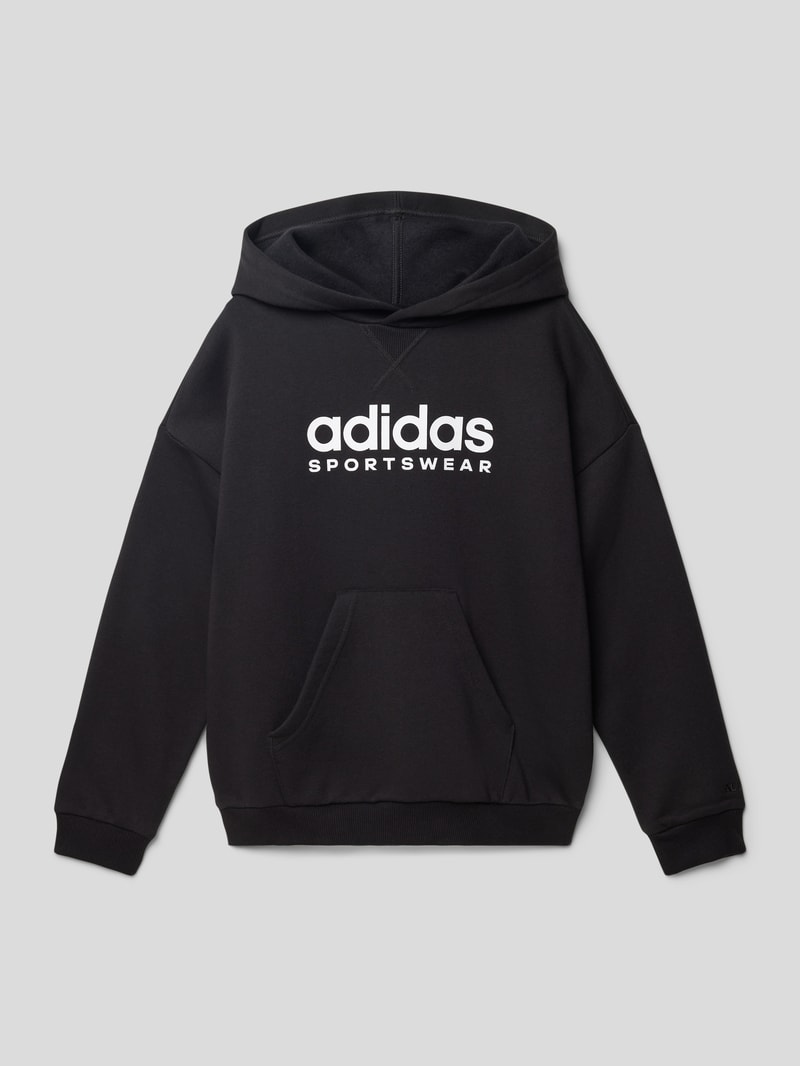 Hoodie mit Label-Print in schwarz