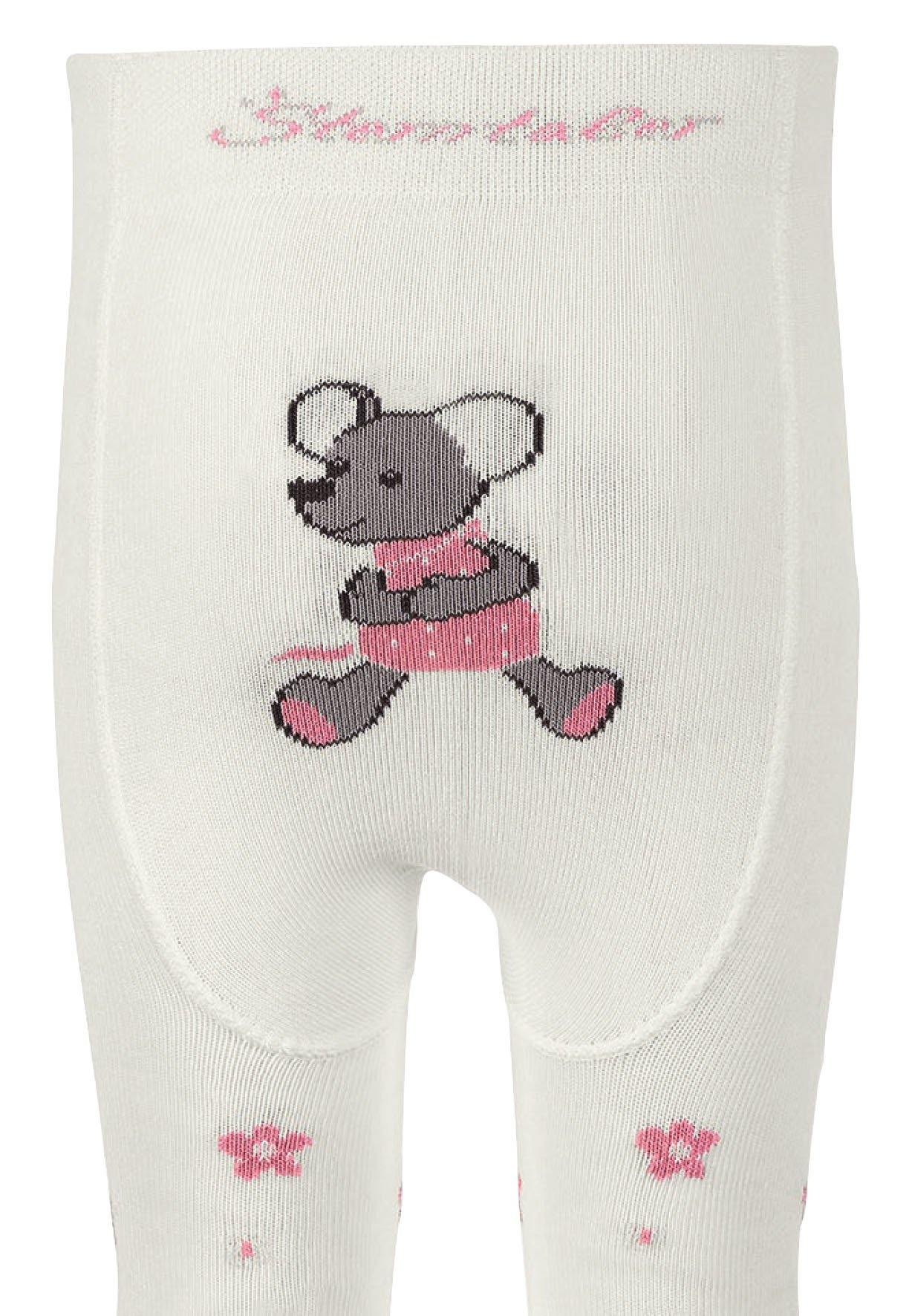 Krabbelstrumpfhose Mabel mit Po-Motiv in Ecru