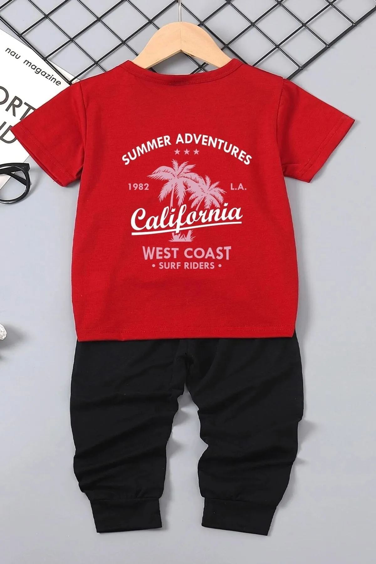 uyguntarz  Kinder-Trainingsanzug-Set „California“ mit bedrucktem Unterteil und Oberteil
