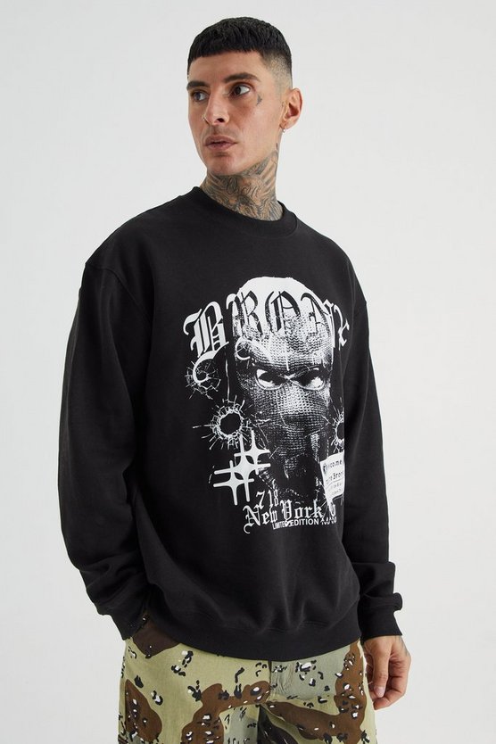 Tall Oversize Sweatshirt mit Bronx-Print