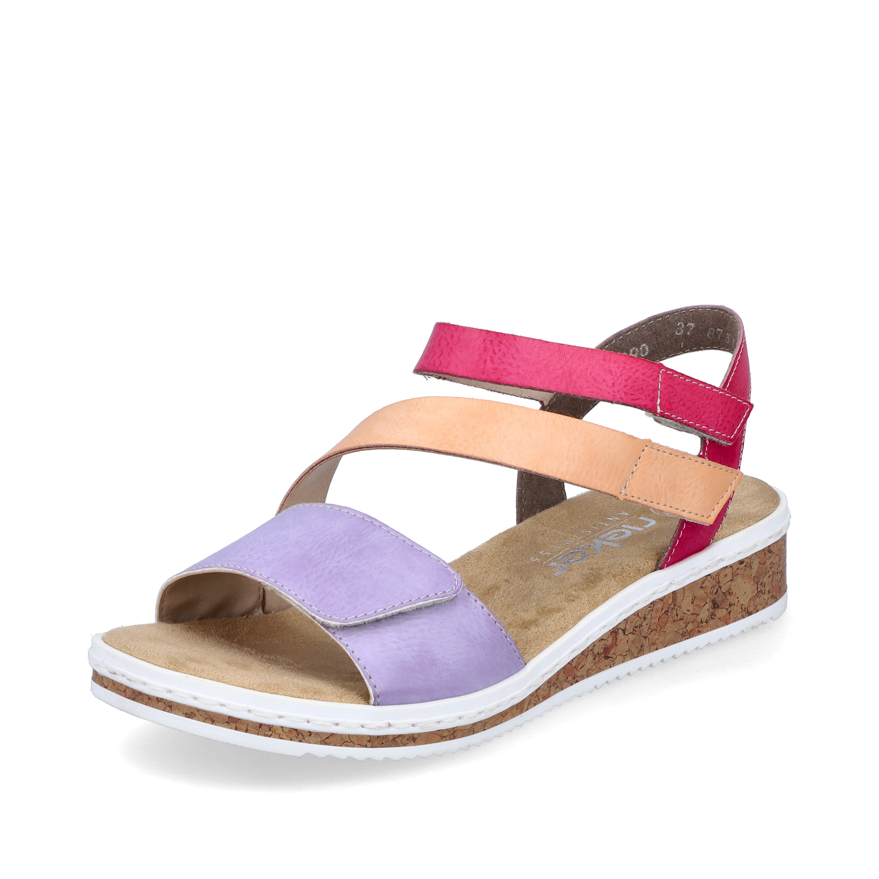 Rieker Damen Keilsandaletten lila-pink-lachsfarben