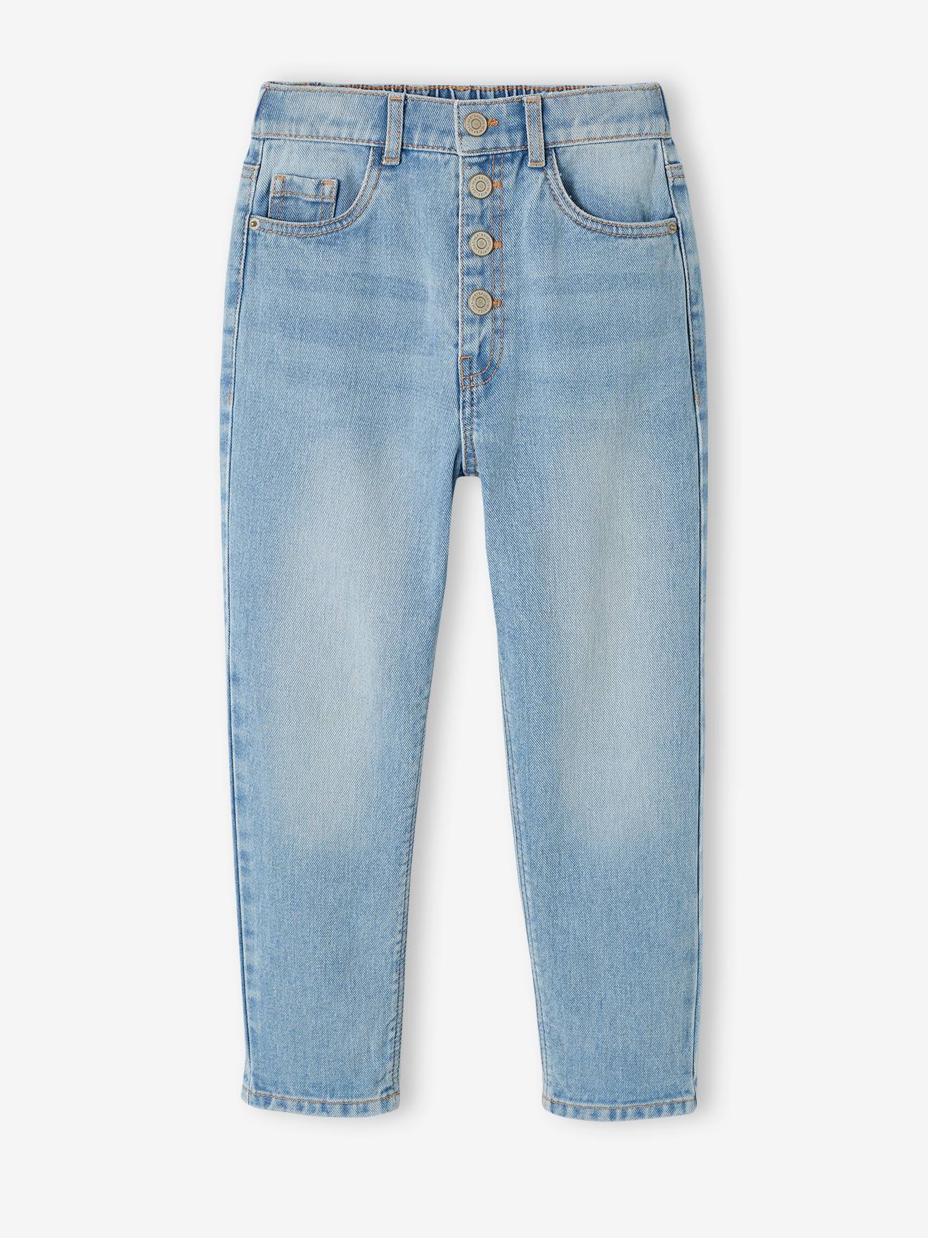 Vertbaudet Mädchen Mom-Fit-Jeans, WATERLESS Hüftweite REGULAR - jeansblau