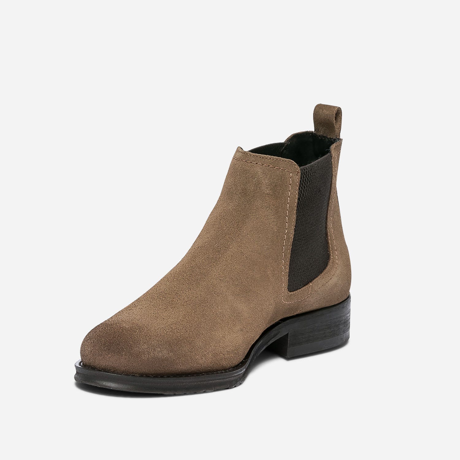 Chelsea boots camel en cuir velours