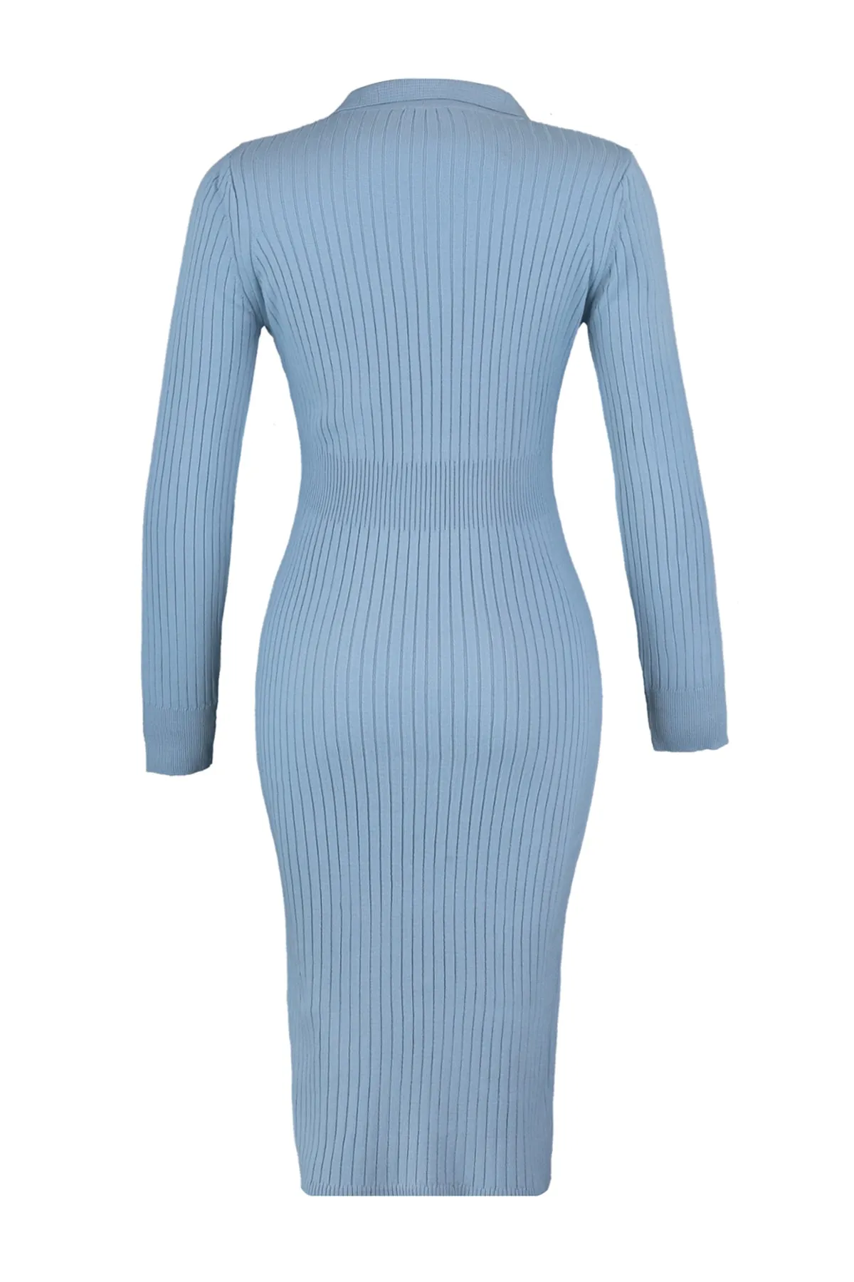 Trendyol Collection  Blau Blaues Midi-Strickkleid mit Rollkragen TWOAW22EL1376 Kleid TWOAW22EL1376