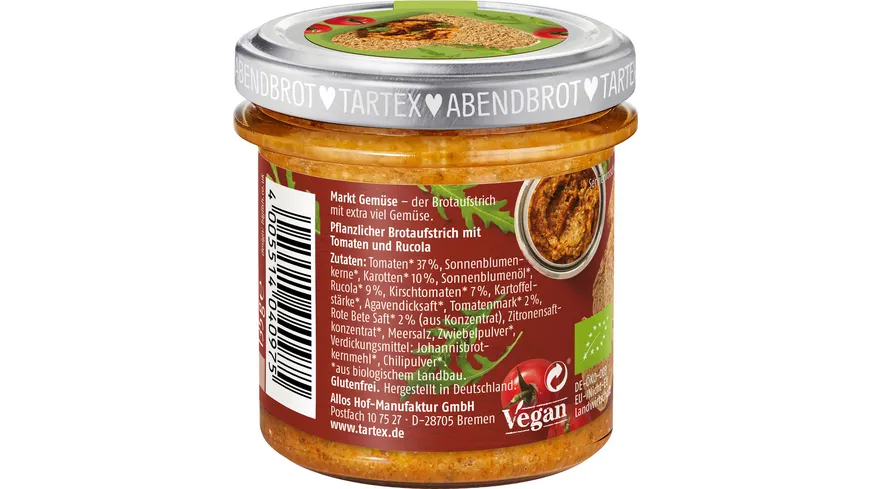 Tartex Marktgemüse Bio Kirschtomate Rucola 135 g
