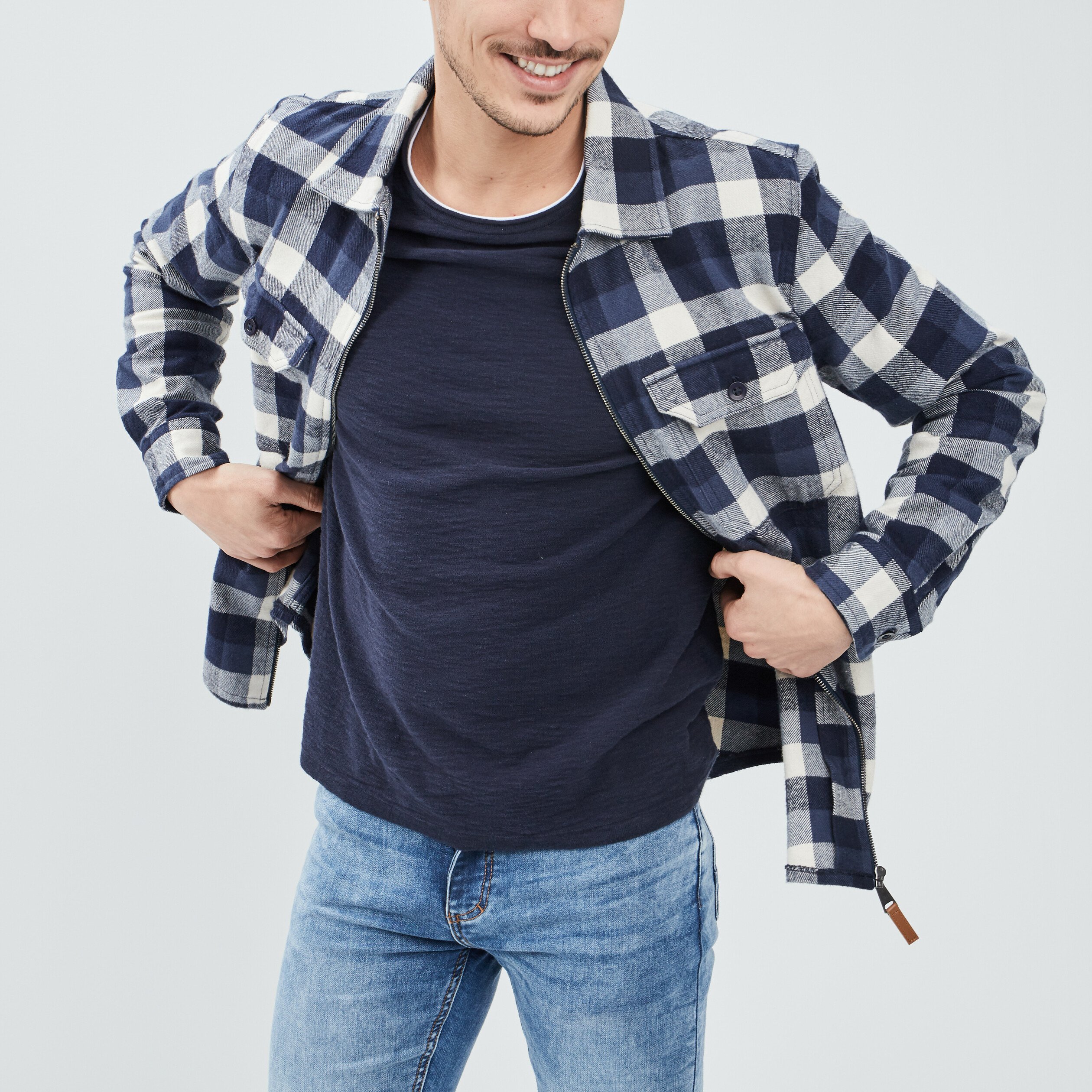 Surchemise manches longues Creeks bleu marine homme | La Halle