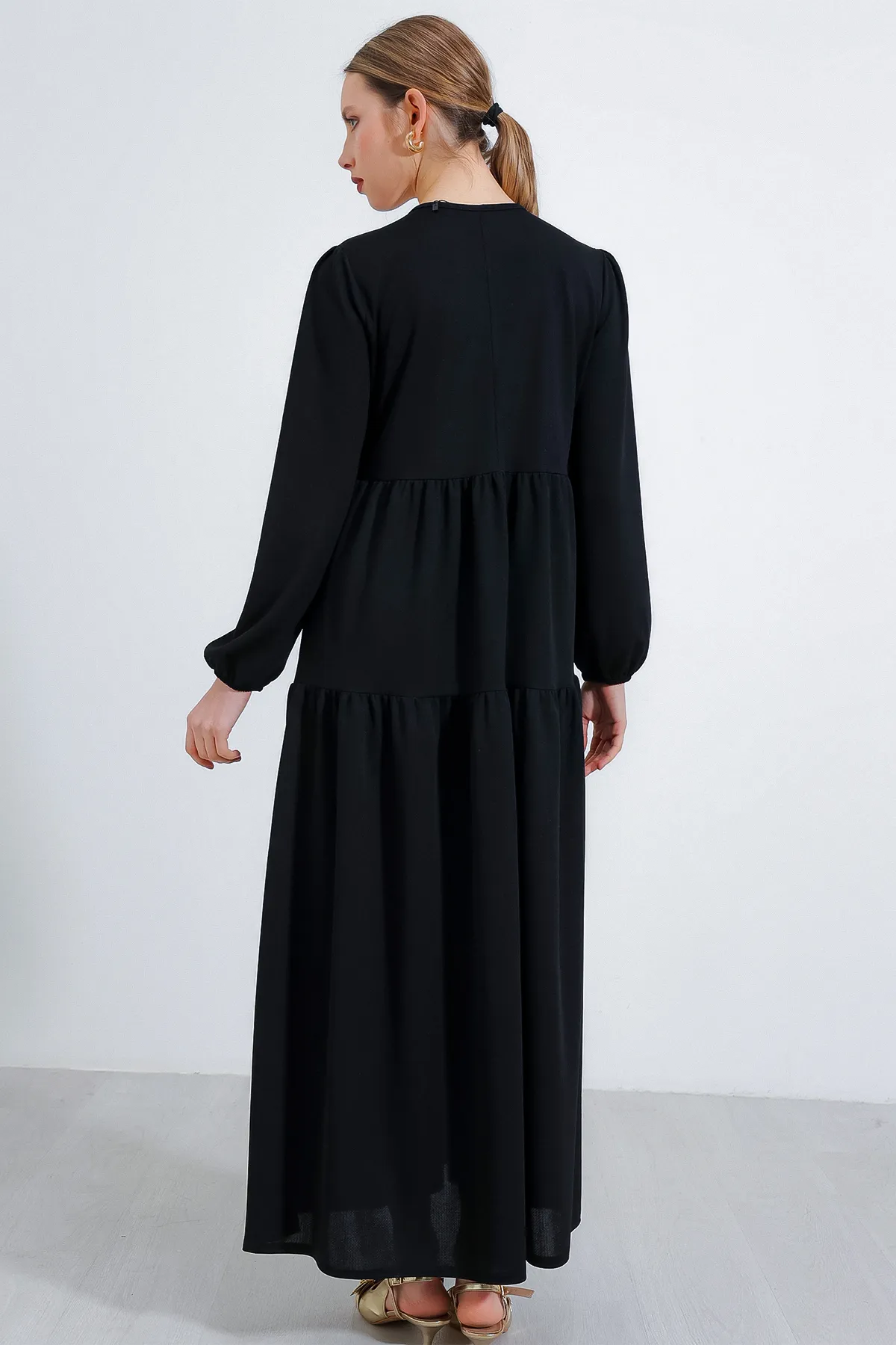 Bigdart  Schwarzes langes gestricktes Hijab-Kleid für Damen 2482