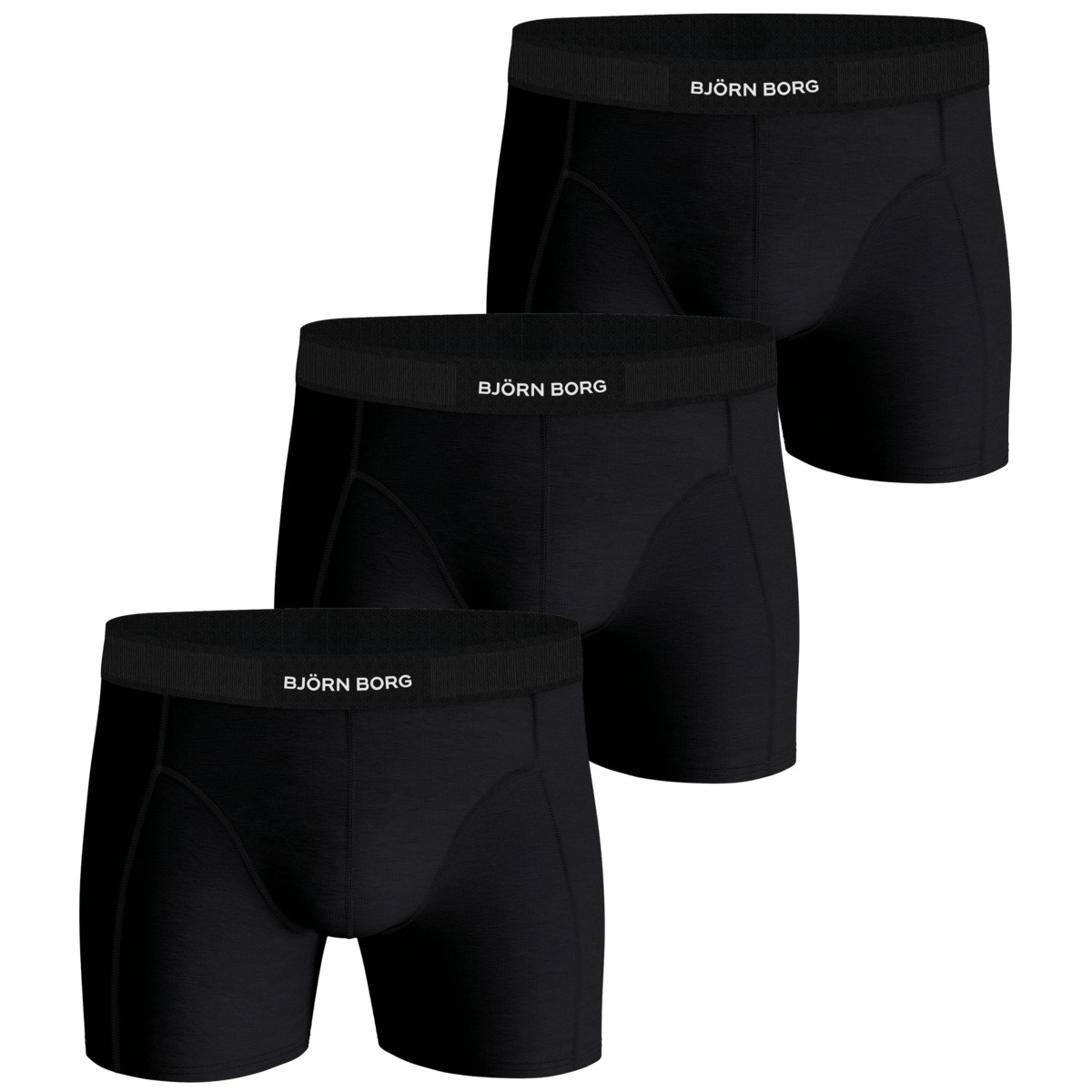 Björn Borg Premium Cotton Stretch Boxer 3er Pack Boxershorts schwarz