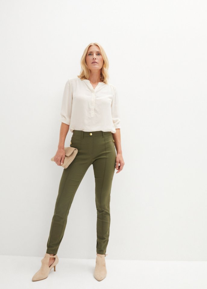 Stretch-Schlupfhose mit Zierknöpfen