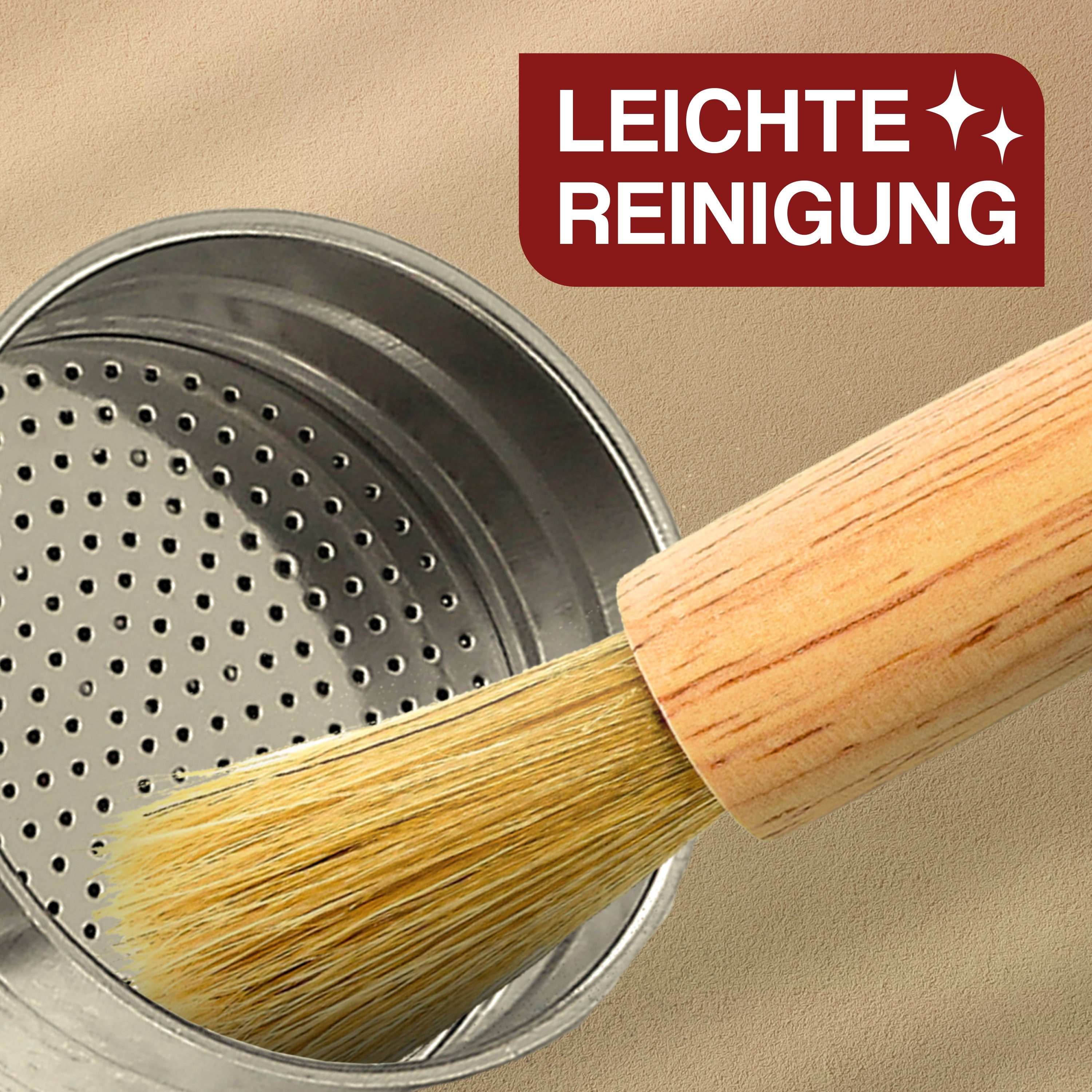 Cosumy Espressokocher Espressokocher 4 Tassen Induktion geeignet, Edelstahl - Mit Dosierlöffel und Bürste