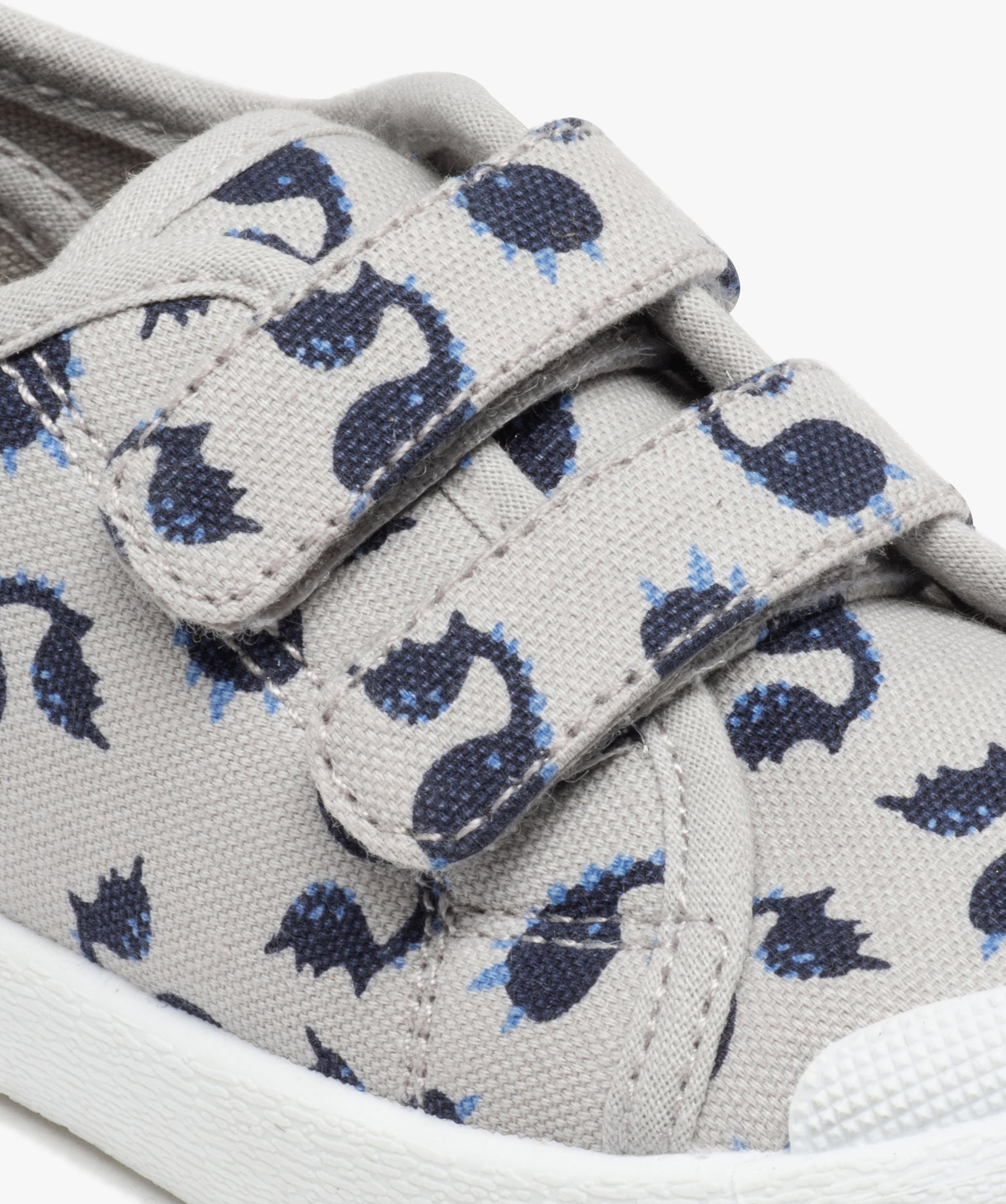 Baskets Garçon en toile imprimée fermeture scratch gris | GEMO