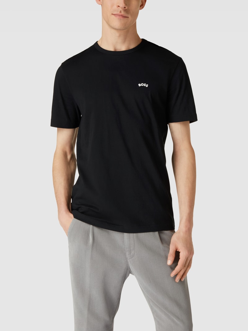 T-Shirt mit Label-Print Modell 'Tee Curved' in schwarz