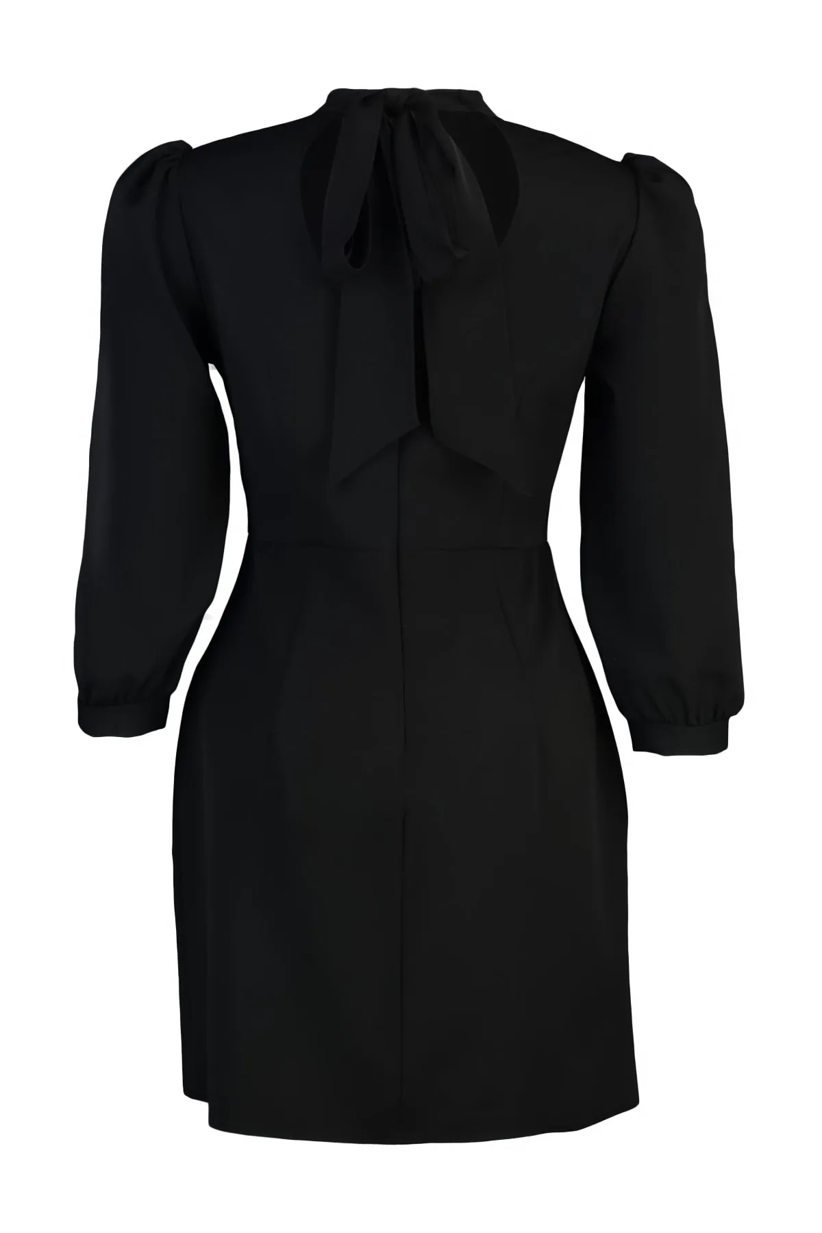 Trendyol Curve  Schwarzes, ungefüttertes, langärmliges Mini-Webkleid in A-Linie in Übergröße TBBAW23AH00035