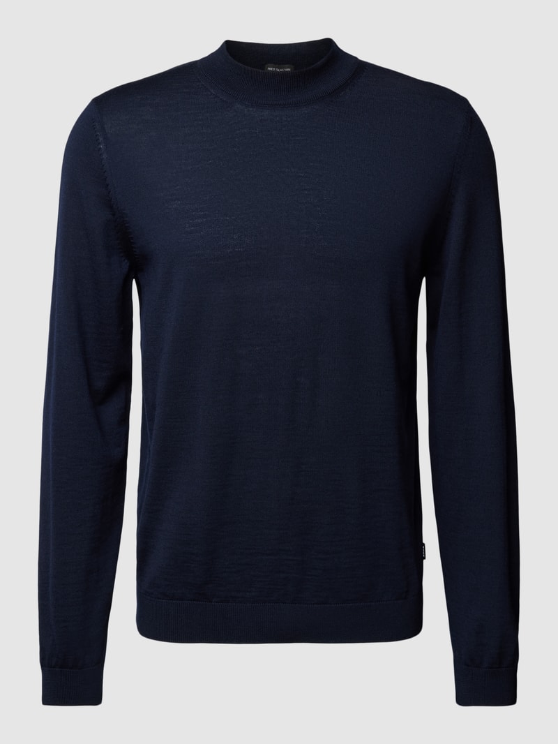Strickpullover mit Rundhalsausschnitt Modell 'Bjarno' in marineblau