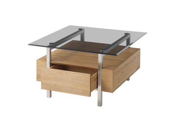 MCA furniture Couchtisch Couchtisch Hatfield mit Glasplatte, 80/110, Eiche / grau, verschied (no-Set)