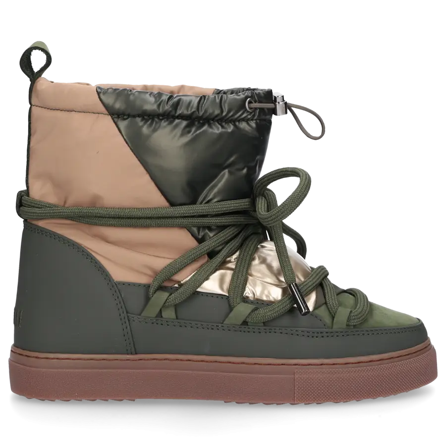 INUIKII - Snowboots PUFFER LOW Veloursleder Materialmix - grün