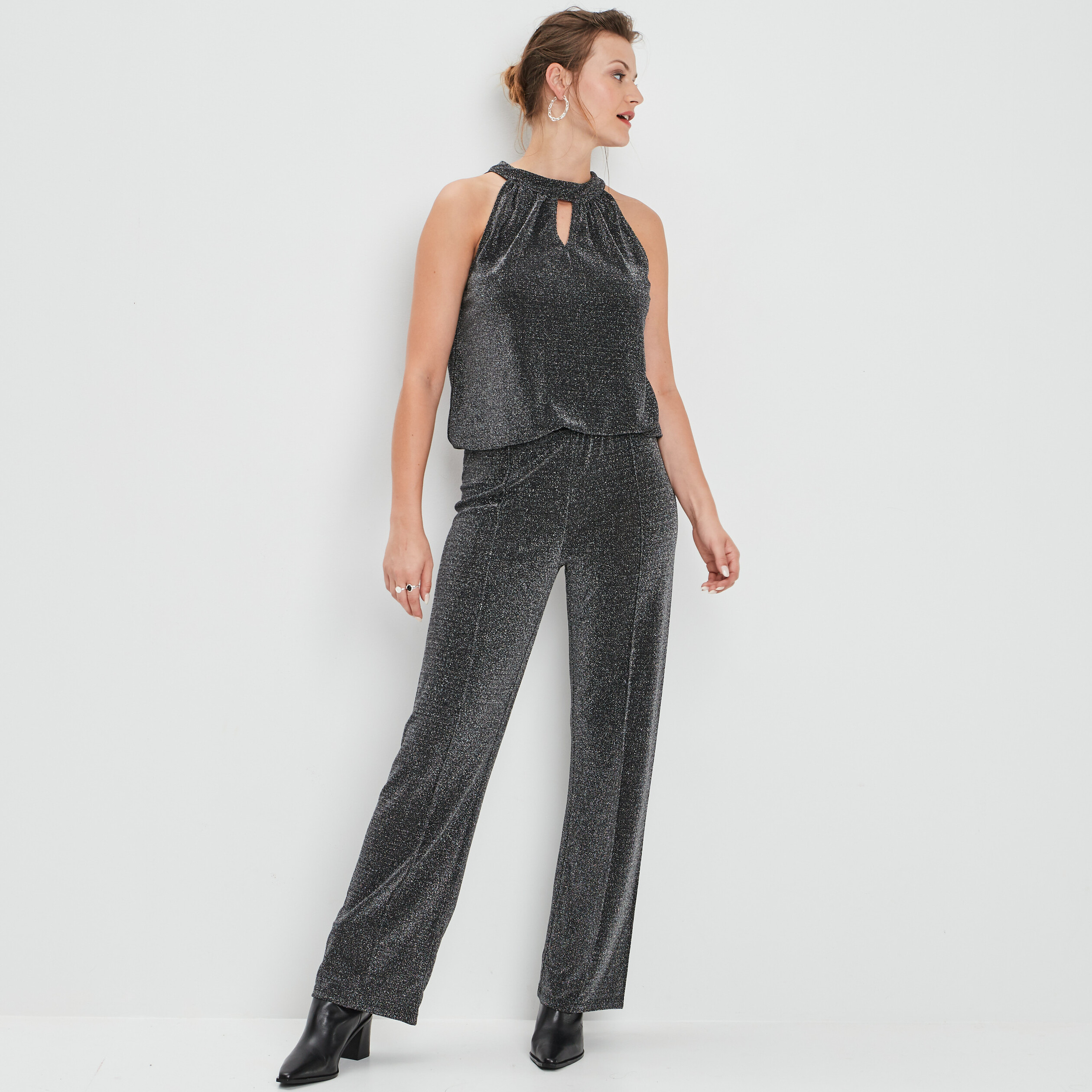 Pantalon de soirée fluide gris argent femme | La Halle