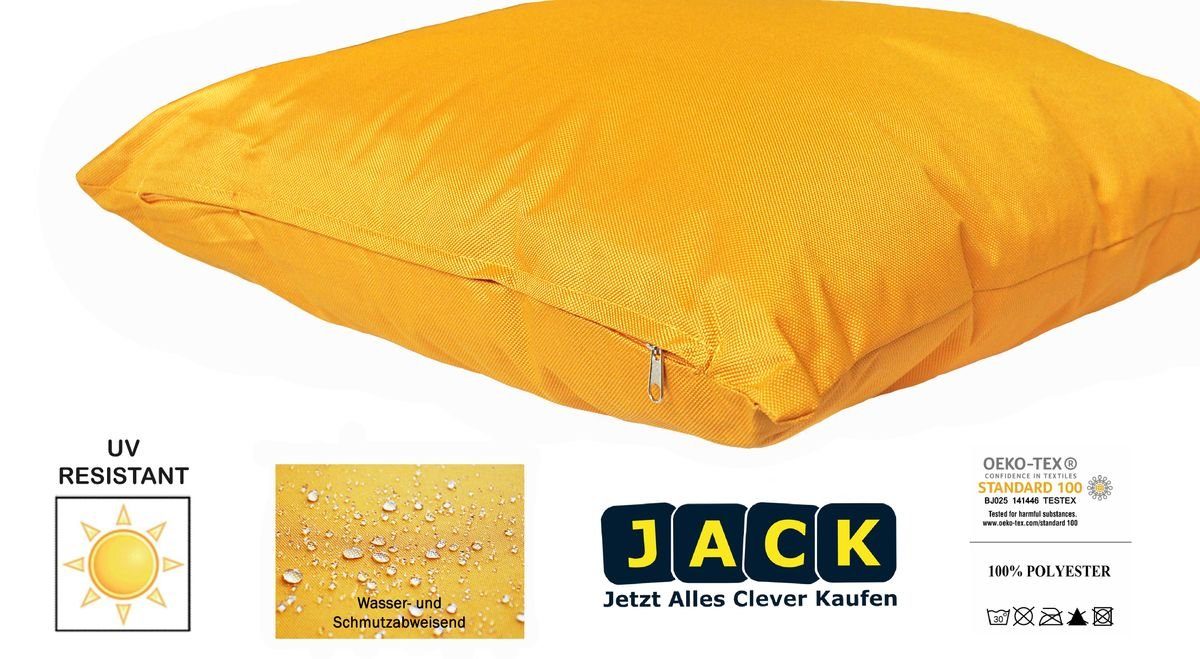 JACK Dekokissen 2x Outdoor Lounge Kissen 45x45cm Dekokissen Set mit Füllung Wasserfest, mit Lotus-Effekt, Robust, Strapazierfähig, für Innen & Außen geeignet