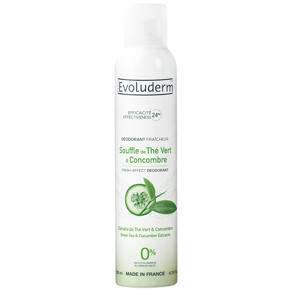 evoluderm Souffle de Thé Vert & Concombre Déodorant 24H Fraîcheur - 200 ml
