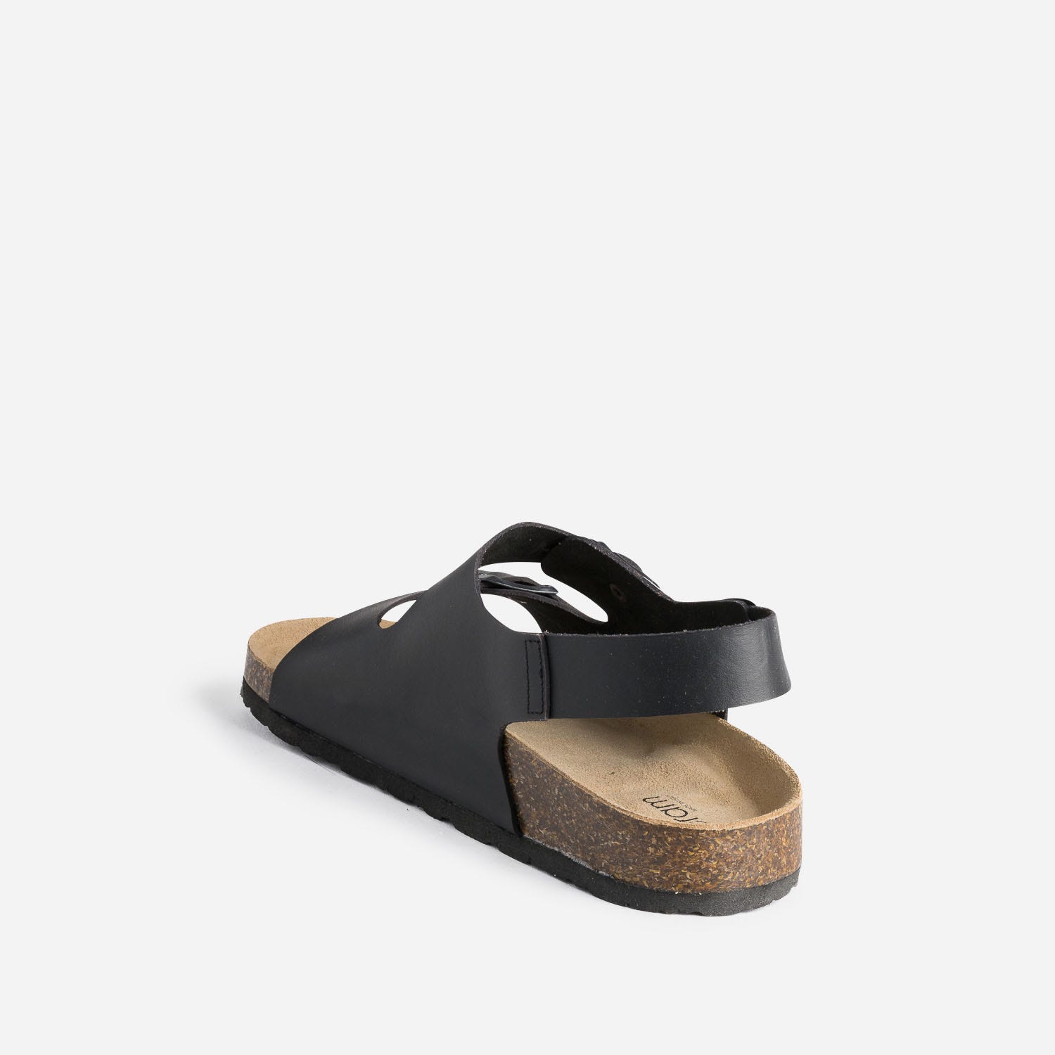 Sandale anatomique noire en cuir