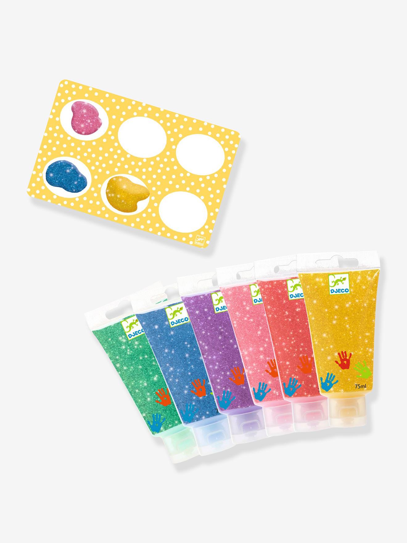 Djeco 6 Tuben Fingerfarbe mit Glitzer DJECO - gelb