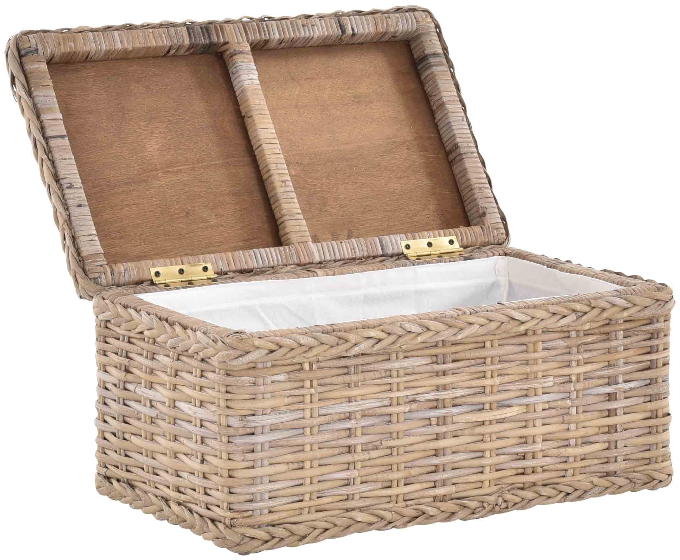 Krines Home Spielzeugtruhe Spielzeugtruhe Wäschetruhe Allzweck-Korb Griffen aus echtem Rattan, verschiedene Größen Truhe Aufbewahrung Box