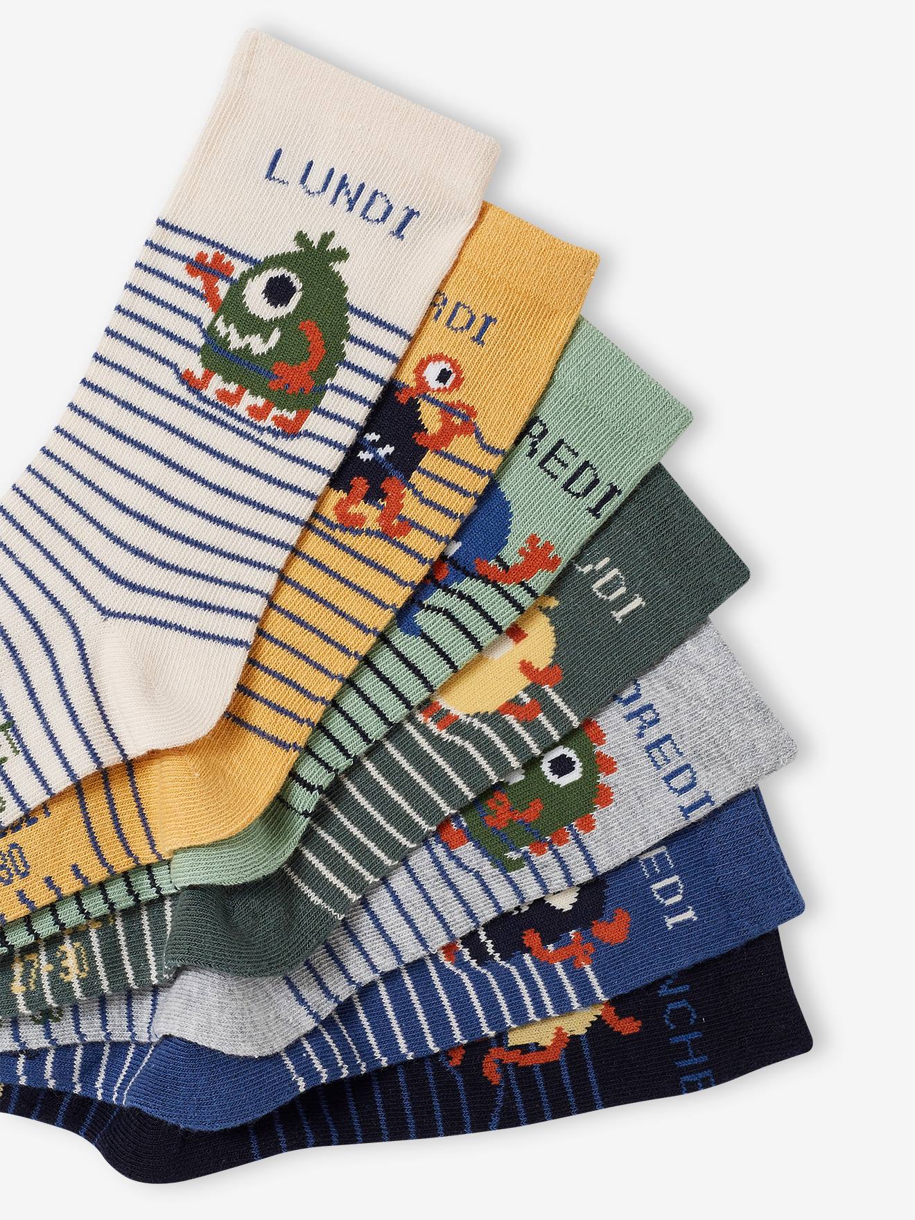 Vertbaudet 7er-Pack Jungen Socken mit Monster Oeko-Tex - grün