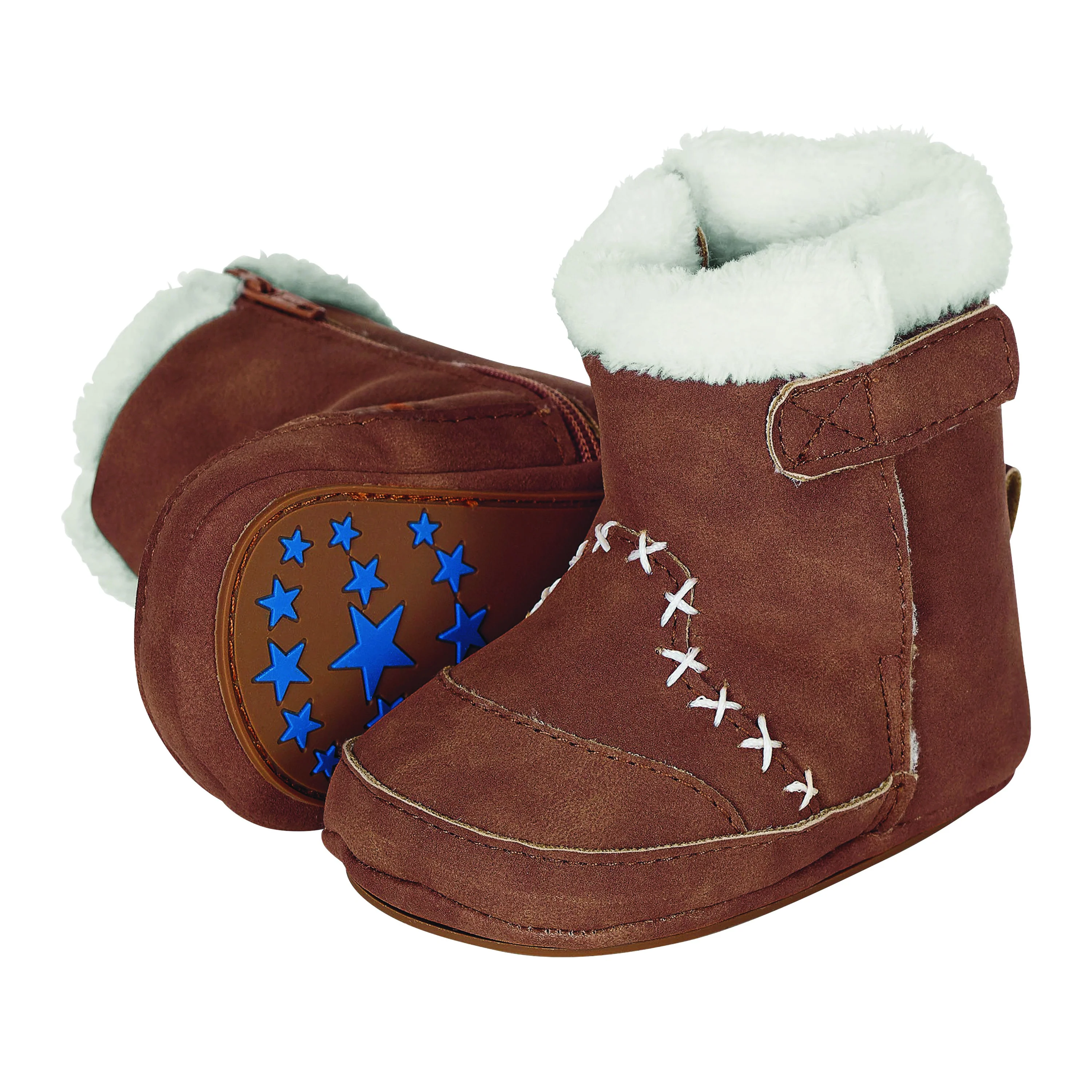 Baby-Stiefel aus Kunstleder uni, rutschfeste Sohle