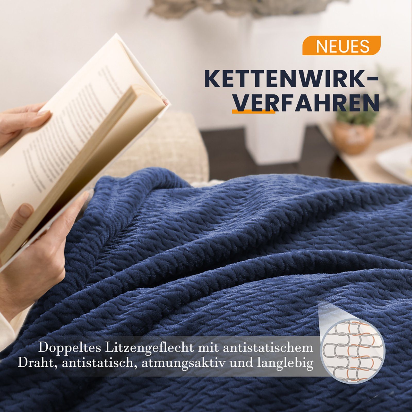 Wohndecke Fleecedecke, 150x200CM Kuscheldecke, 350 g/m², superweiche Wolldecken, Elegear, flauschige Flanell Tagesdecke für alle Jahreszeiten für Bett/Sofa