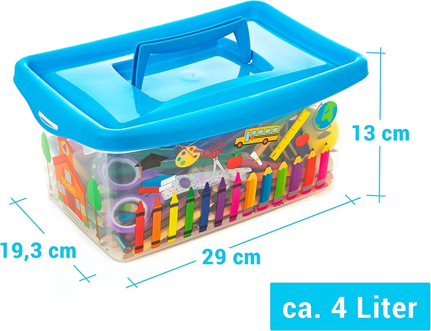 Centi Spielzeugtruhe Aufbewahrungsbox Kinder, Aufbewahrungsbox mit Deckel Kinder (3 St., 4L, 29L x 19.3B x 13H cm), um Spielzeug, Bücher und Kleidung aufzubewahren und zu organisieren