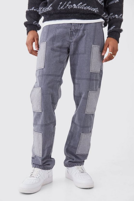 Tall lockere Patchwork Jeans