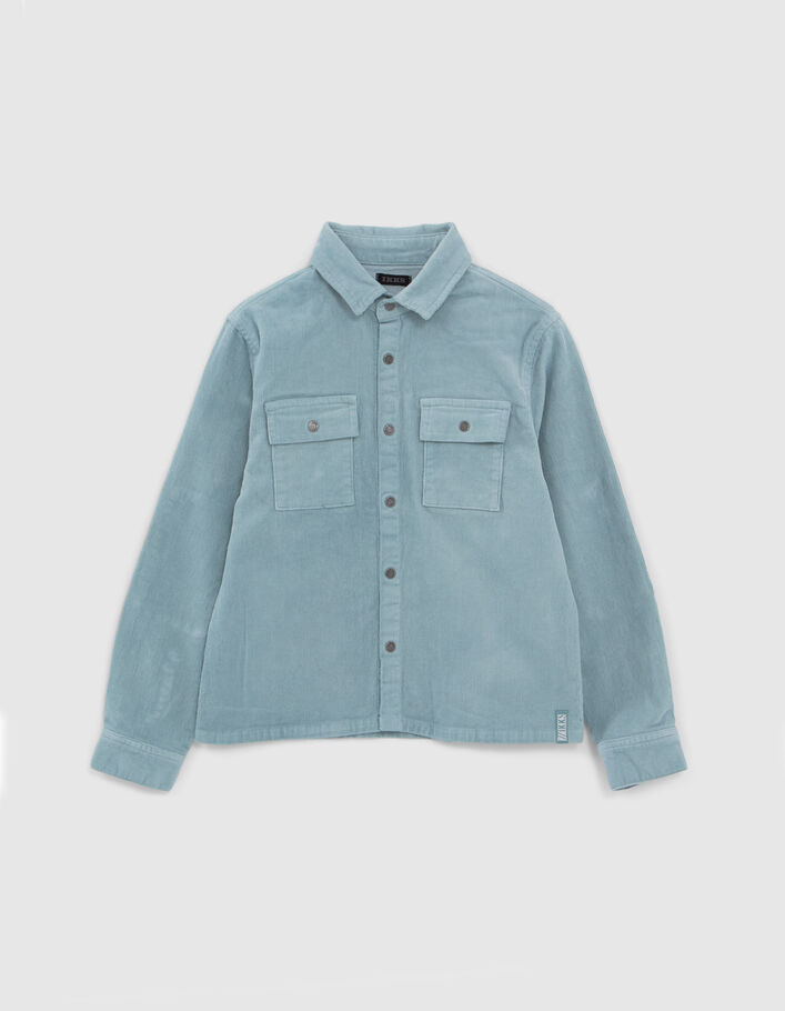 Chemise verte en velours milleraies garçon