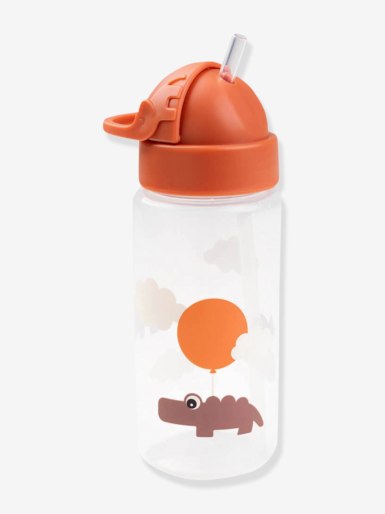 Done by deer Trinkflasche DONE BY DEER mit Trinkhalm, 350 ml - orange