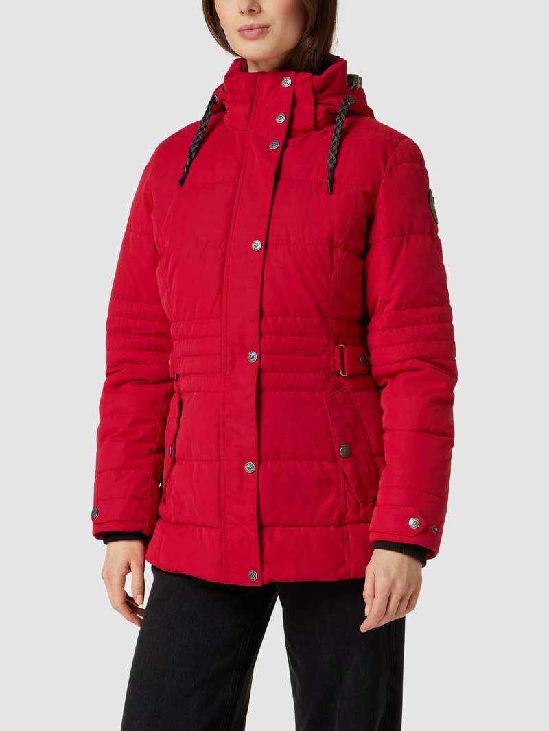 Steppjacke mit Webpelzbesatz in rot